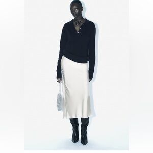 Zara Satin Effect Midi Skirt